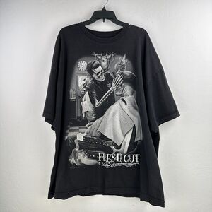 Fresh Cut Tshirt Mens 4XL Black White‎ Barber Skeleton Tattoo Latino Streetwear